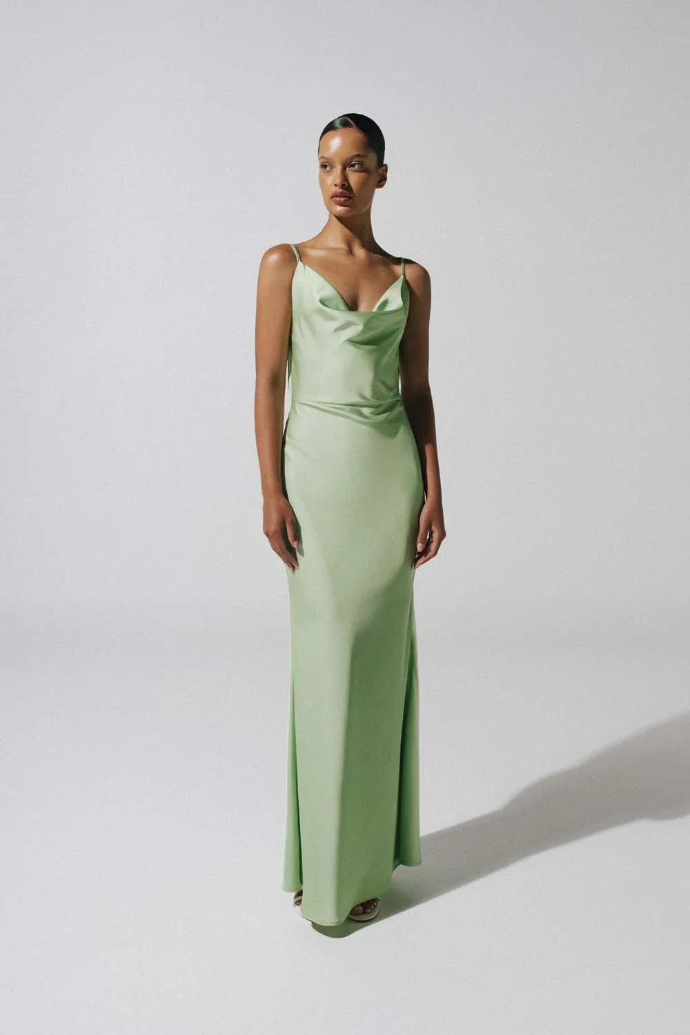 Savannah Maxi Dress Green in Satin - Leah 25 BAOBAB Savannah Maxi Dress Green in Satin - Leah 25 BAOBAB
