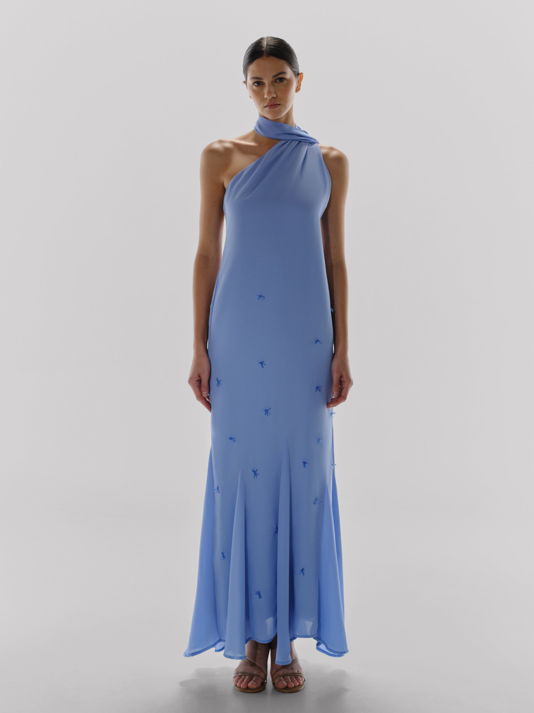 Ari Maxi Dress Blue in Chiffon