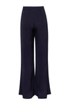 Pantalón Ferrat night blue, corte wide-leg con tela texturizada y cremallera lateral.