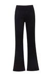 Pantalón negro Suzu, corte wide-leg y tela brillante sin forro.