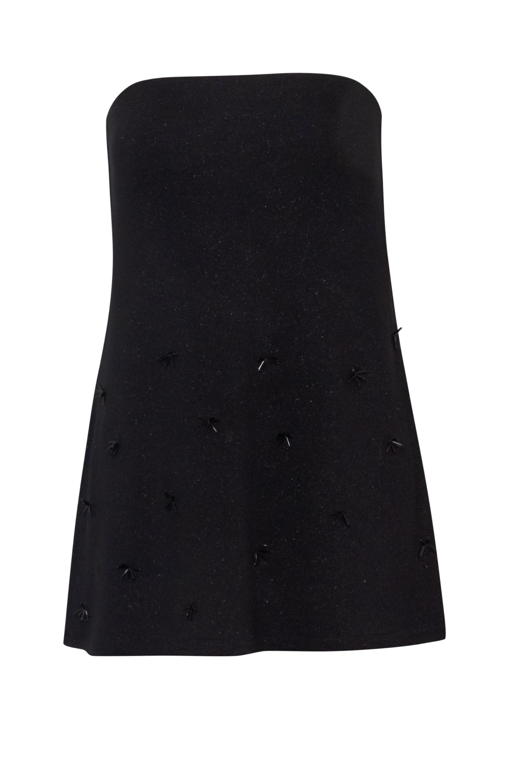 Top strapless Suzu en color negro, con ajuste elástico y forro parcial.