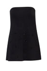 Top strapless Suzu en color negro, con ajuste elástico y forro parcial.