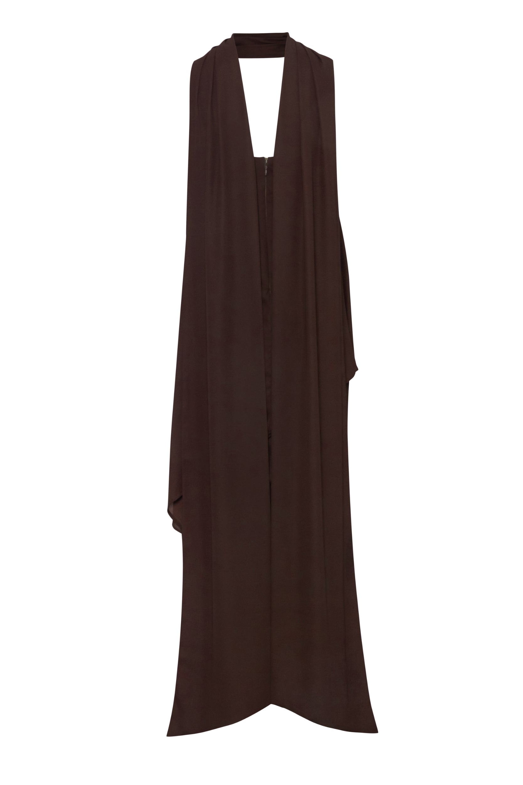 Vestido El de Baobab, espalda descubierta con cremallera y abertura en parte baja.