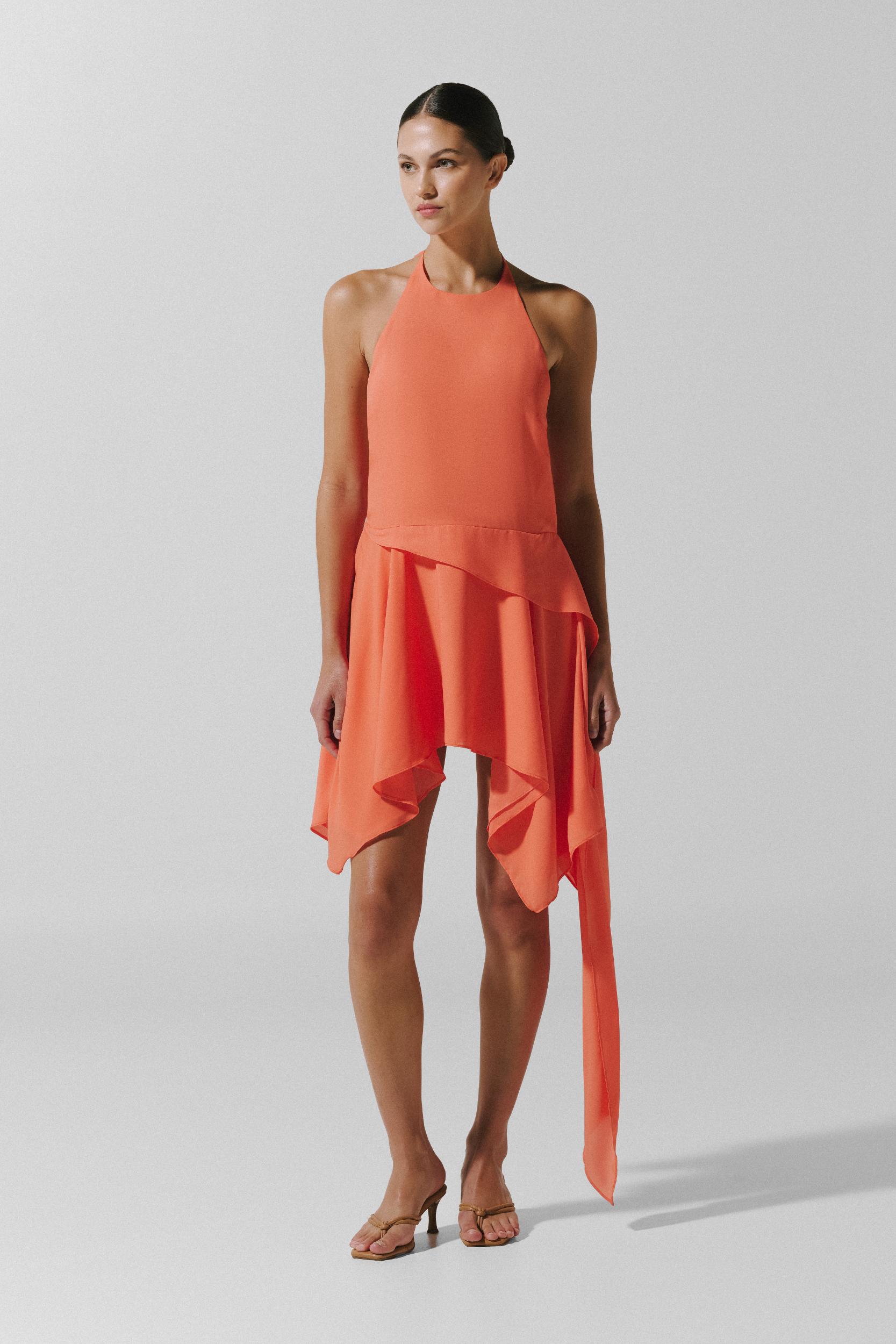 Vestido Mini Lorenza Naranja en Chifn - Spring Summer 26 BAOBAB Vestido Mini Lorenza Naranja en Chifn - Spring Summer 26 BAOBAB