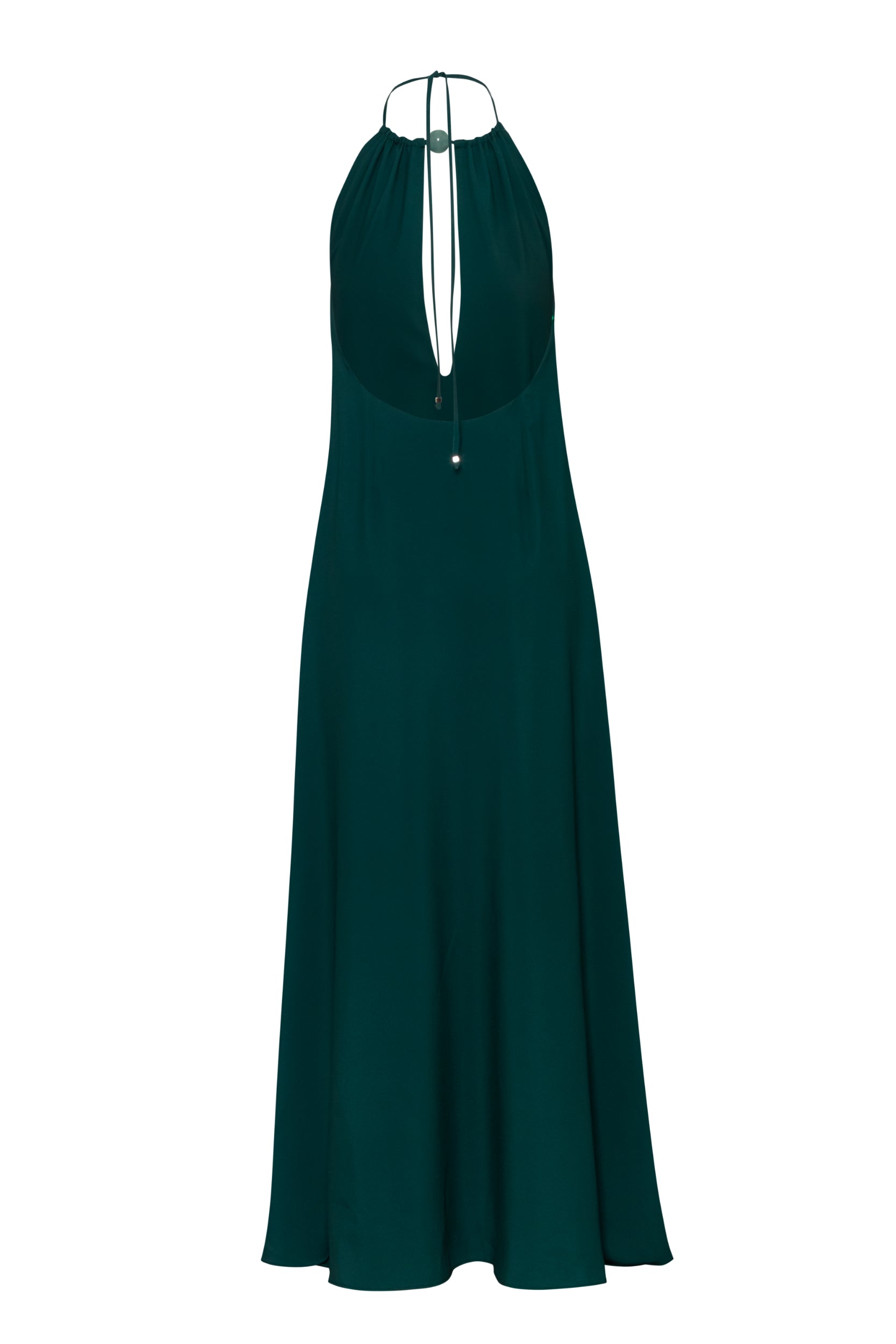 Vestido Rondine de Baobab, vista lateral con detalle bordado y recortes frontales.