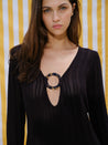 Vestido Moon black mane, vista trasera con largo maxi y diseño sin forro.