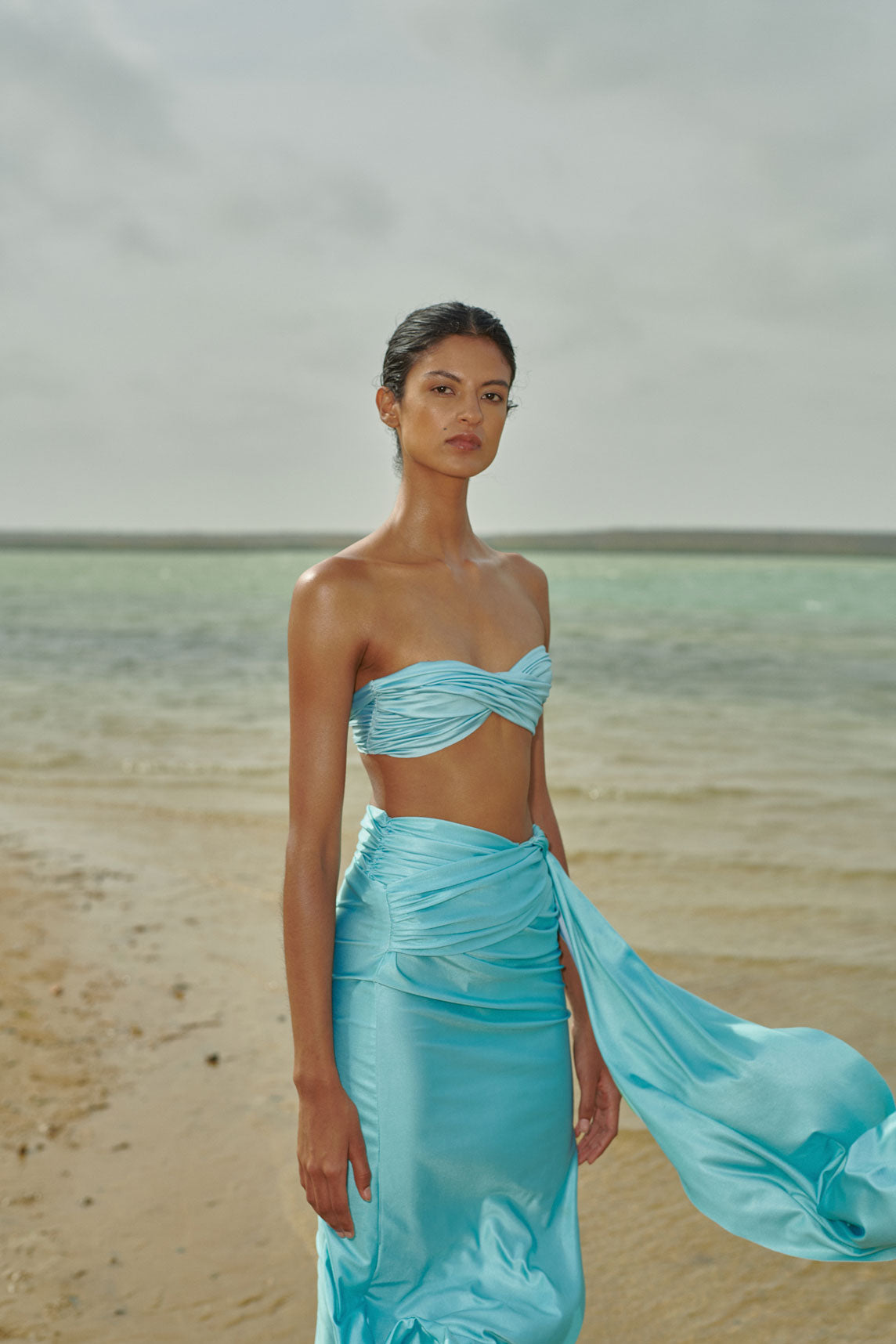 Top strapless azul