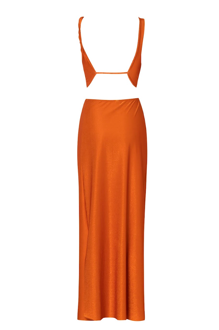 vestido naranja, vestidos largos verano, vestidos elegantes sencillos