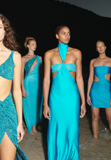 Mambo Asymmetric Dress Azulado